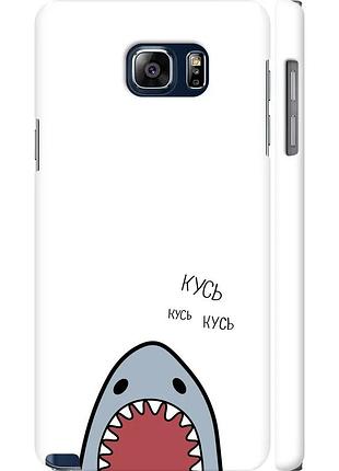 Чехол 3d пластиковый матовый на телефон samsung galaxy note 5 n920c акула "4870m-127-58250"