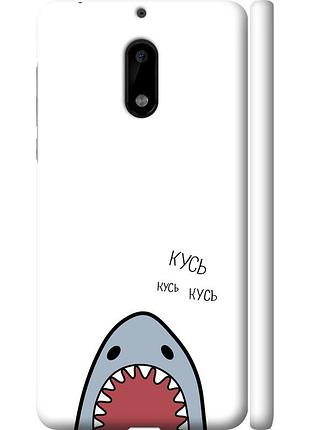 Чехол 3d пластиковый матовый на телефон nokia 6 акула "4870m-898-58250"