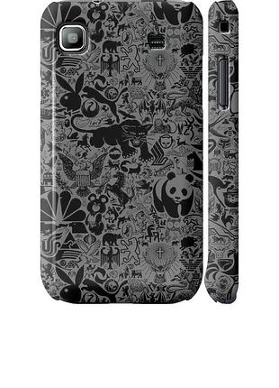 Чохол 3d пластиковий глянцевий на телефон samsung galaxy s i9000 чорно-сірий стікер бомбінг "2432c-77-58250"