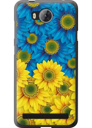 Чехол силиконовый патриотический на телефон huawei y3ii / y3 2 жёлто-голубые цветы "1048u-495-58250"