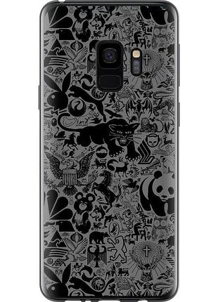 Чохол 2d пластиковий на телефон samsung galaxy s9 чорно-сірий стікер бомбінг "2432t-1355-58250"