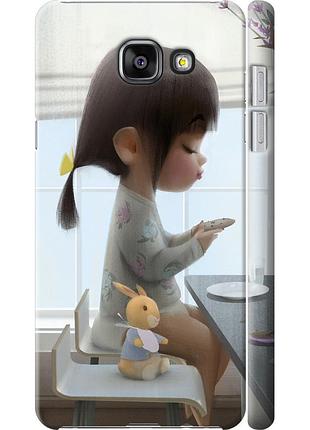 Чехол 3d пластиковый матовый на телефон samsung galaxy a7 (2016) a710f милая девочка с зайчиком