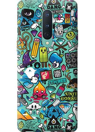 Чехол 2d пластиковый на телефон oneplus 8 стикер бомбинг 1 "693t-1902-58250"