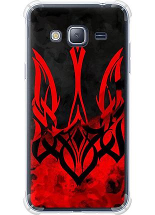 Чехол силикон с усиленными углами патриотический на телефон samsung galaxy j3 duos (2016) j320h герб украины