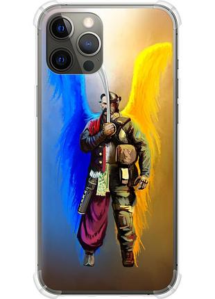 Чехол силикон с усиленными углами патриотический на телефон iphone 12 pro max воин-ангел "5317sp-2054-58250"