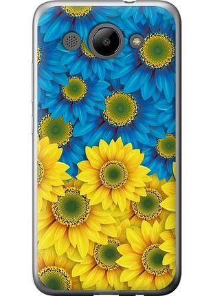 Чохол силіконовий патріотичний на телефон huawei y3 2017 жовто-блакитні квіти "1048u-991-58250"