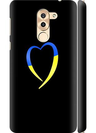 Чехол 3d пластиковый матовый патриотический на телефон huawei gr5 2017 жёлто-голубое сердце "885m-473-58250"