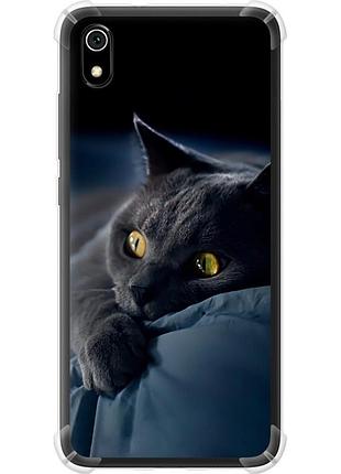 Чохол силіконовий протиударний с посиленими кутами на телефон xiaomi redmi 7a димчастий кіт "825sp-1716-58250"