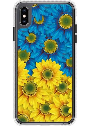 Чехол bumper патриотический на телефон iphone xs max жёлто-голубые цветы "1048pc-1557-58250"
