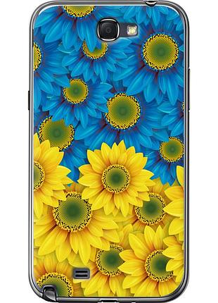 Чохол силіконовий патріотичний на телефон samsung galaxy note 2 n7100 жовто-блакитні квіти "1048u-17-58250"