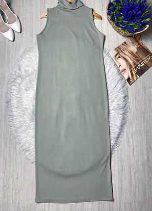 Довга сукня в рубчик міді максі плаття водолазка