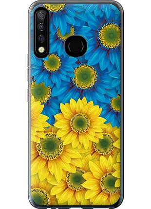 Чехол силиконовый патриотический на телефон tecno camon 12 cc7 жёлто-голубые цветы "1048u-2432-58250"