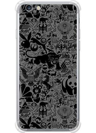 Чехол силикон с усиленными углами на телефон iphone 6 plus чёрно-серый стикер бомбинг "2432sp-48-58250"