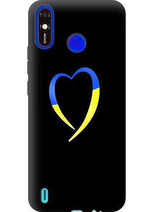 Чохол силіконовий патріотичний на телефон tecno spark 4 lite жовто-блакитне серце "885u-2425-58250"