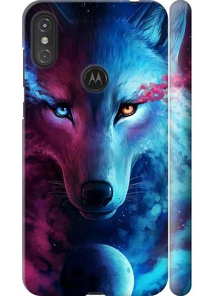 Чехол 3d пластиковый матовый на телефон motorola one power арт-волк "3999m-1588-58250"