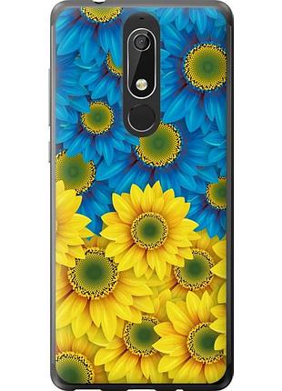 Чехол силиконовый патриотический на телефон nokia 5.1 жёлто-голубые цветы "1048u-1529-58250"