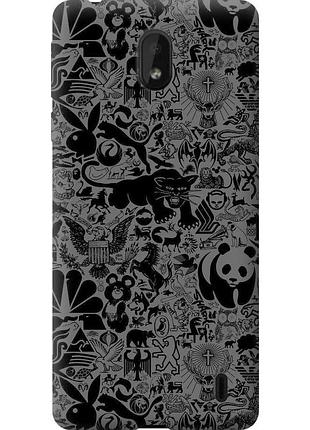 Чохол силіконовий на телефон nokia 1 plus чорно-сірий стікер бомбінг "2432u-1677-58250"