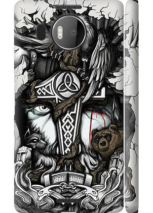 Чехол 3d пластиковый глянцевый на телефон microsoft lumia 950 xl dual sim тату викинг "4098c-407-58250"