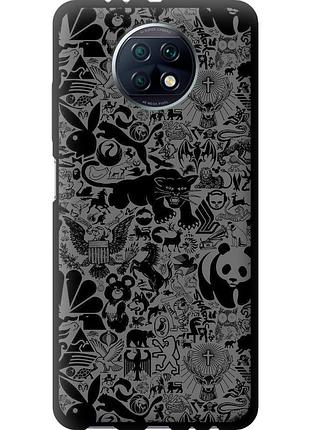 Чохол tpu на телефон xiaomi redmi note 9t чорно-сірий стікер бомбінг "2432b-2261-58250"