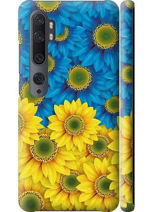 Чохол 3d пластиковий матовий патріотичний на телефон xiaomi mi note 10 жовто-блакитні квіти "1048m-1820-58250"