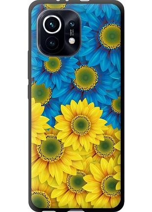 Чохол tpu патріотичний на телефон xiaomi mi 11 жовто-блакитні квіти "1048b-2253-58250"
