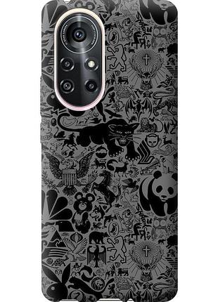 Чохол силіконовий на телефон huawei nova 8 pro чорно-сірий стікер бомбінг "2432u-2246-58250"