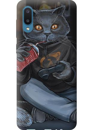 Чохол 2d пластиковий на телефон samsung galaxy a02 a022g gamer cat "4140t-2260-58250"