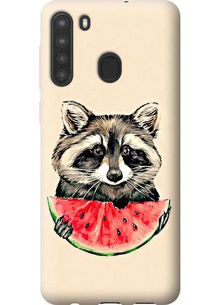 Чохол силіконовий на телефон samsung galaxy a21 єнотик з кавуном "4605u-1841-58250"