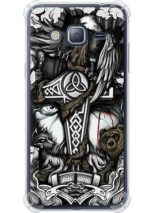 Чохол силіконовий протиударний с посиленими кутами на телефон samsung galaxy j3 duos (2016) j320h тату вікінг "4098sp-265-58250"