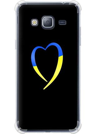 Чохол силіконовий протиударний с посиленими кутами патріотичний на телефон samsung galaxy j3 duos (2016) j320h жовто-блакитне