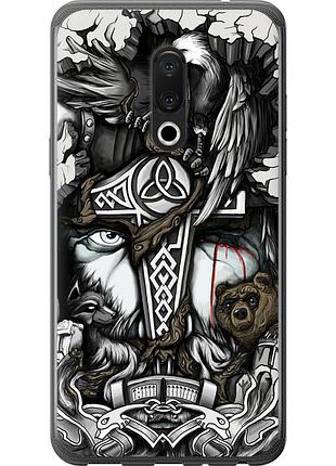 Чехол силиконовый на телефон meizu 15 тату викинг "4098u-1472-58250"