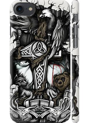 Чехол 3d пластиковый глянцевый на телефон iphone se 2020 тату викинг "4098c-2013-58250"