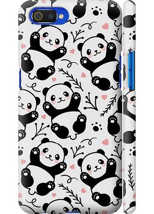 Чехол 3d пластиковый матовый на телефон realme c2 панды "4318m-1852-58250"