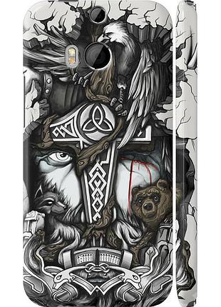 Чехол 3d пластиковый матовый на телефон htc one m8 dual sim тату викинг "4098m-55-58250"