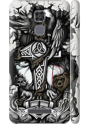 Чехол 3d пластиковый матовый на телефон asus zenfone 3 max zc520tl тату викинг "4098m-442-58250"