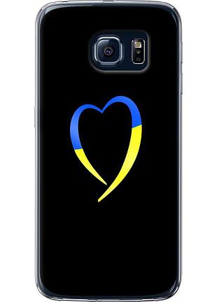 Чехол 2d пластиковый патриотический на телефон samsung galaxy s6 g920 жёлто-голубое сердце "885t-80-58250"