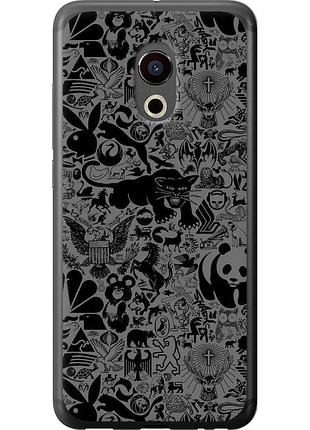 Чохол 2d пластиковий на телефон meizu pro 6 чорно-сірий стікер бомбінг "2432t-293-58250"