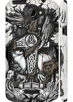 Чехол 3d пластиковый глянцевый на телефон htc one x+ тату викинг "4098c-69-58250"