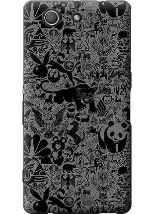 Чохол силіконовий на телефон sony xperia z3 compact d5803 чорно-сірий стікер бомбінг "2432u-277-58250"