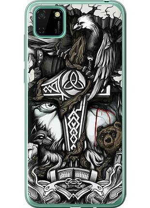 Чохол силіконовий на телефон huawei y5p тату вікінг "4098u-1936-58250"