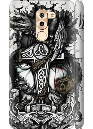 Чехол 3d пластиковый матовый на телефон huawei gr5 2017 тату викинг "4098m-473-58250"