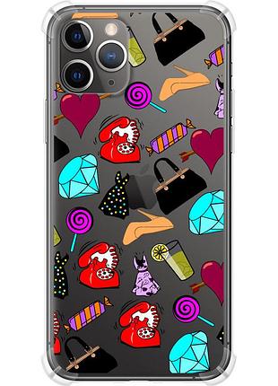 Чехол силикон с усиленными углами на телефон iphone 11 pro max stickers "4757sp-1723-58250"