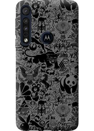 Чехол силиконовый на телефон motorola one macro чёрно-серый стикер бомбинг "2432u-1812-58250"