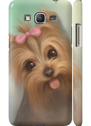 Чехол 3d пластиковый глянцевый на телефон samsung galaxy grand prime g530h нарисованный йоркширский терьер