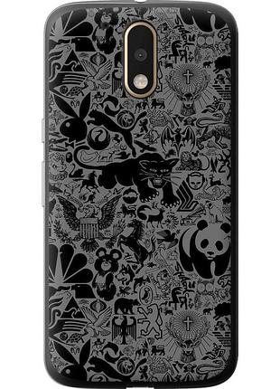 Чохол 2d пластиковий на телефон motorola moto g4 plus чорно-сірий стікер бомбінг "2432t-953-58250"