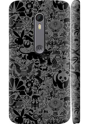Чохол 3d пластиковий глянцевий на телефон motorola moto x style чорно-сірий стікер бомбінг "2432c-455-58250"
