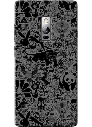 Чехол силиконовый на телефон oneplus 2 чёрно-серый стикер бомбинг "2432u-386-58250"