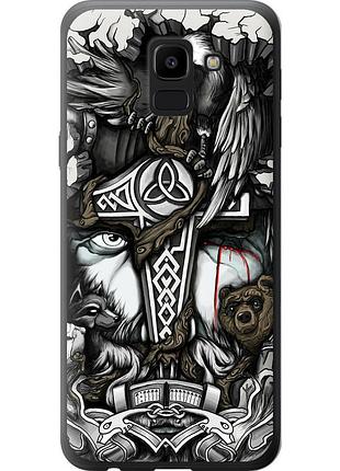 Чехол 2d пластиковый на телефон samsung galaxy j6 2018 тату викинг "4098t-1486-58250"