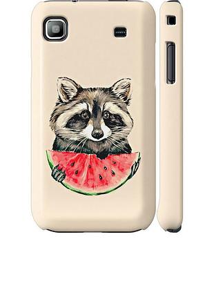 Чохол 3d пластиковий глянцевий на телефон samsung galaxy s i9000 єнотик з кавуном "4605c-77-58250"