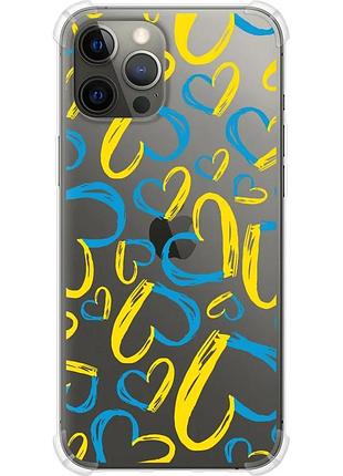 Чехол силикон с усиленными углами патриотический на телефон iphone 12 pro max сердца ua "5292sp-2054-58250"